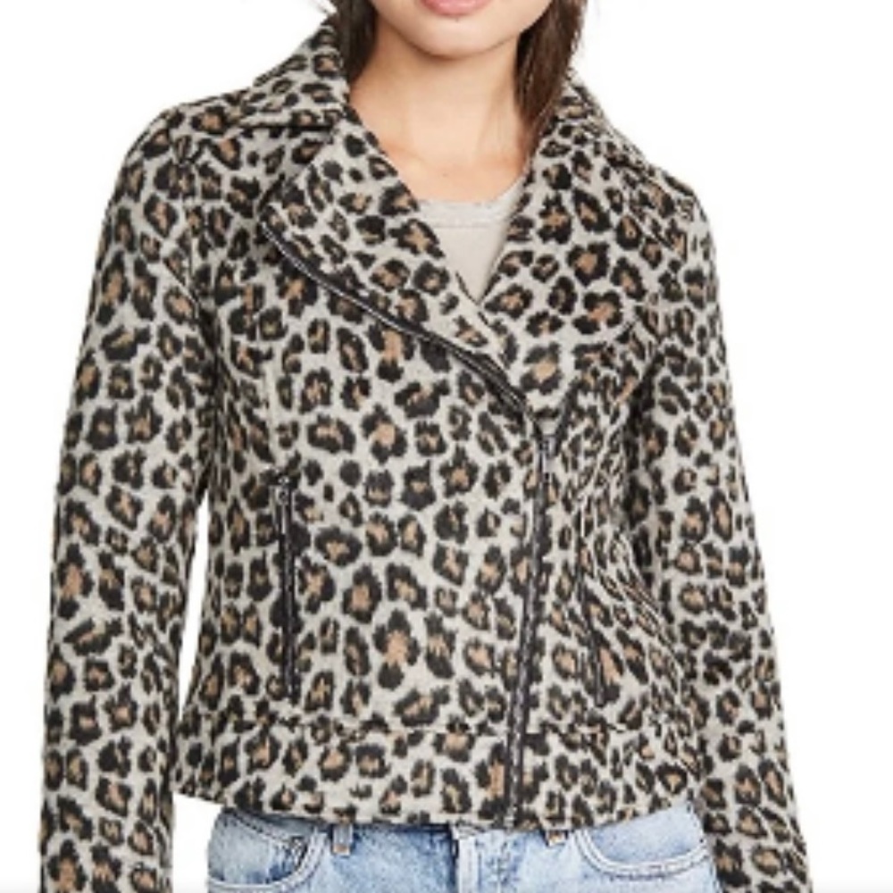 Cupcakes & Cashmere Margaux Leopard Moto Jacket NWT S